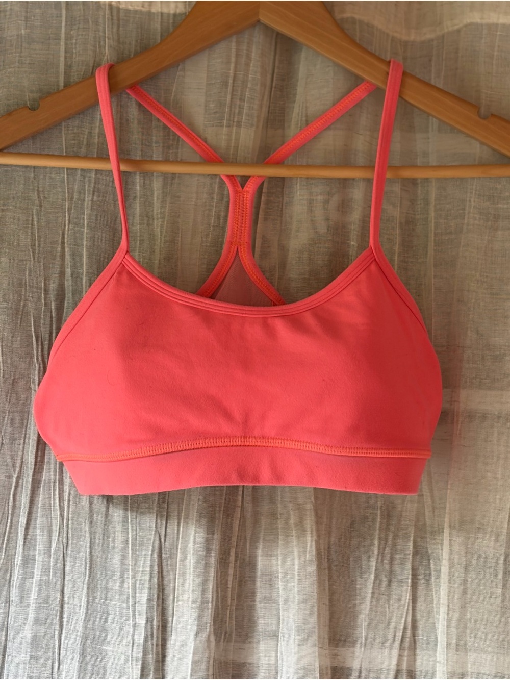 Lululemon Flow Y Bra Size 6 Pink Coral Racerback Yoga Sports Bra